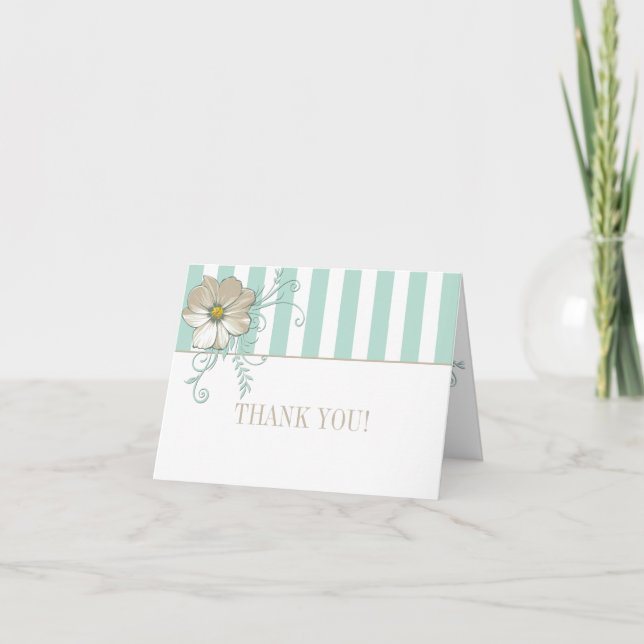 MINT BISQUE DOTS STRIPES Thank You Card (Front)