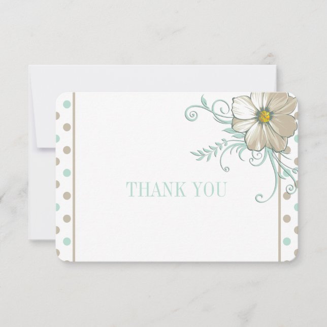 MINT BISQUE DOTS STRIPES Thank You Card (Front)