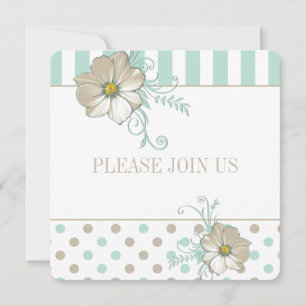 MINT BISQUE DOTS STRIPES Wedding Invitation