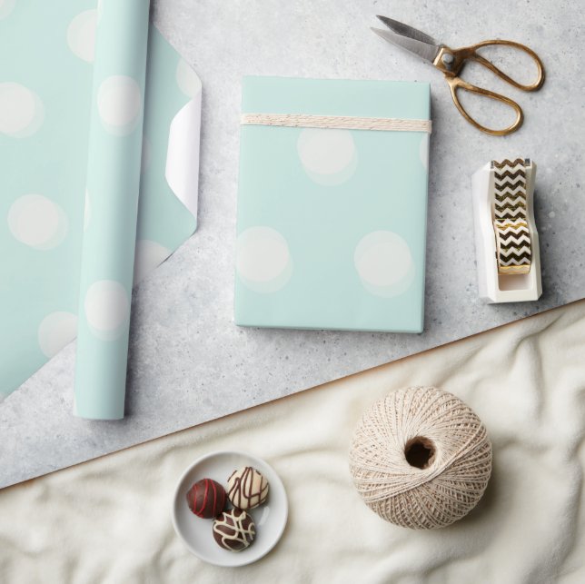 Mint/Black Bokeh Polka Dots Minimalist Pattern Wrapping Paper (Crafts)