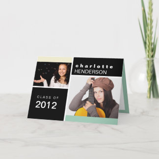 Mint black custom photo graduation announcement