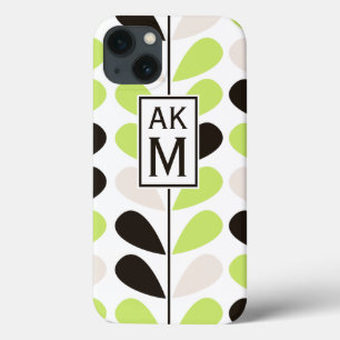 Mint & Black Floral Pattern iPad Mini Case
