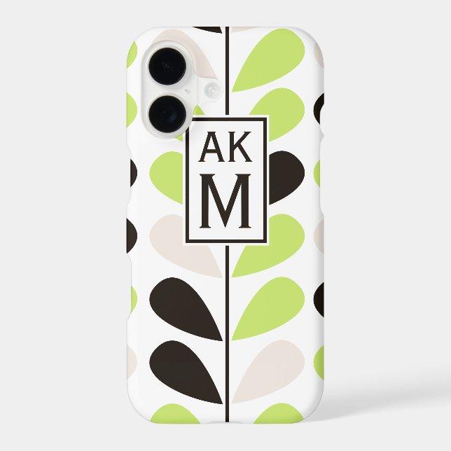 Mint & Black Floral Pattern iPhone 7 Plus Case (Back)