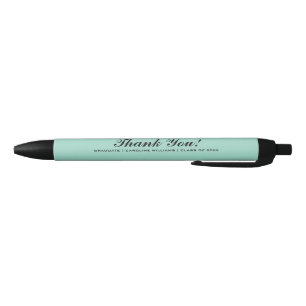 Mint & Black Graduation Party Custom Favour Black Ink Pen