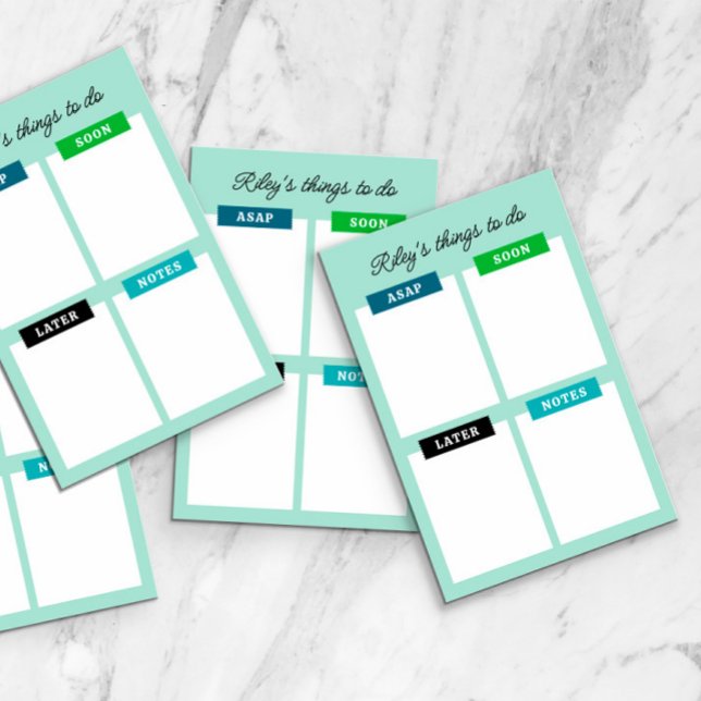 Mint Blue Add Name Organised Things to Do Post-it Notes (Creator Uploaded)