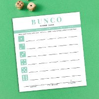 Mint Blue and White Bunco Score Card