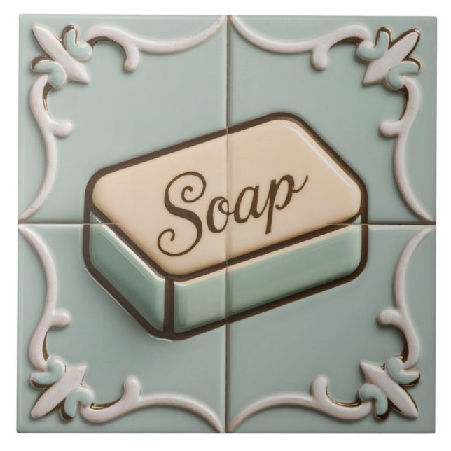 Mint Blue Bar of Soap Funny Toilet or Bathroom Tile (Front)