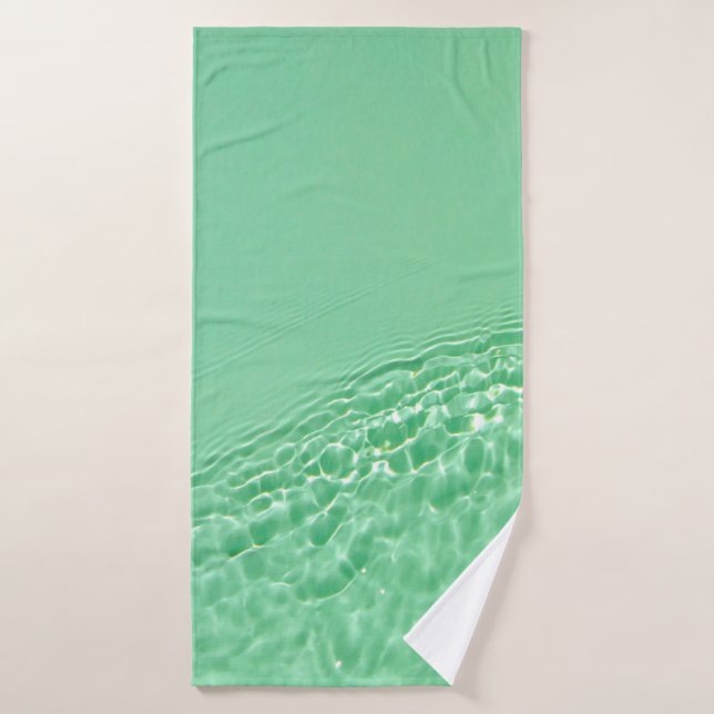 Mint blue coloured clear water surface texture wit bath towel (Bath Towel)