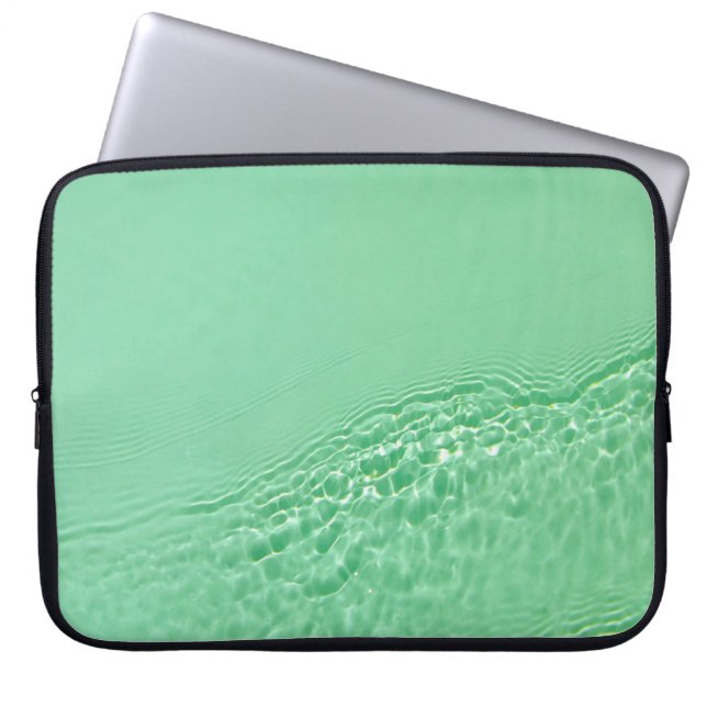 Mint blue coloured clear water surface texture wit laptop sleeve (Front)