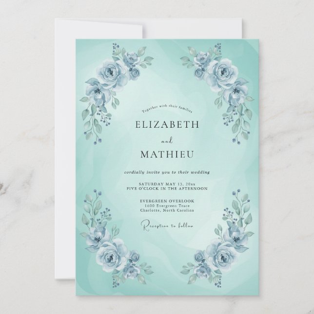 Mint Blue Ethereal Spring Wedding Invitation (Front)