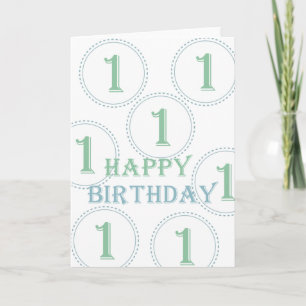 Mint Blue First Birthday Card
