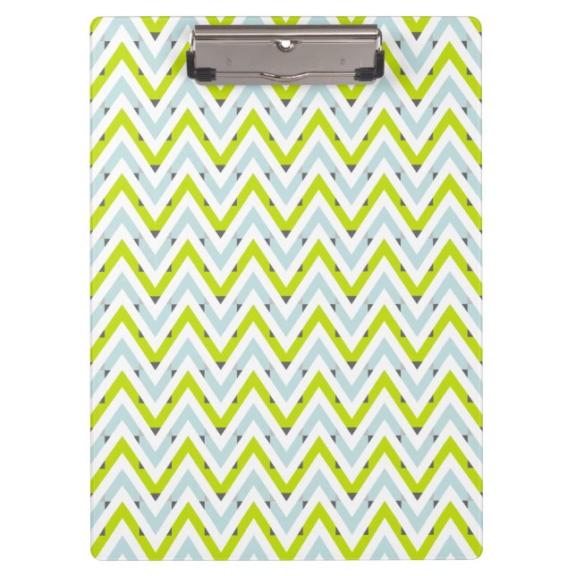 Mint Blue & Green Chevron Geometric Pattern Clipboard (Front)