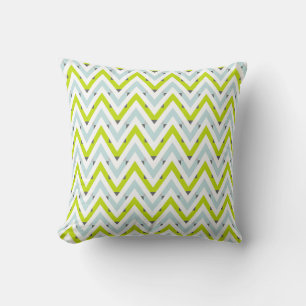 Mint Blue & Green Chevron Geometric Pattern Cushion