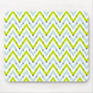 Mint Blue & Green Chevron Geometric Pattern Mouse Mat