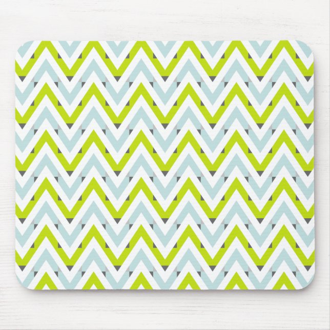 Mint Blue & Green Chevron Geometric Pattern Mouse Mat (Front)