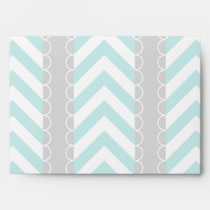 Mint Blue, Grey, White Chevron Stripes Pattern Envelope