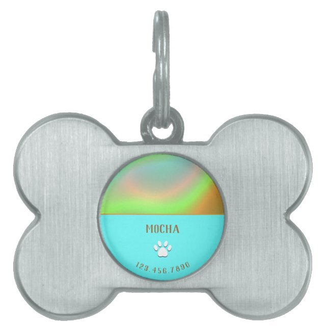 Mint Blue Holographic Pet ID Tag (Front)