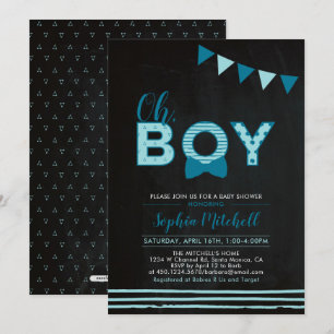 Mint blue & Navy   Chalkboard "Oh Boy" Baby Shower Invitation