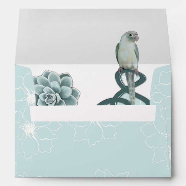 Mint Blue Pine Green Succulents Envelope (Back (Bottom))