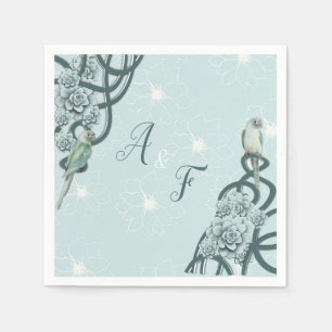 Mint Blue Pine Green Succulents Napkin