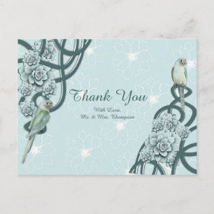 Mint Blue Pine Green Succulents Thank You Announcement Postcard