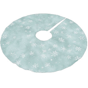 Mint Blue Snowflakes Christmas   Brushed Polyester Tree Skirt