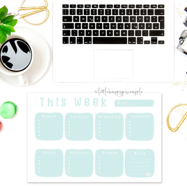 Mint Blue Weekly Planner Calendar Notepad (Creator Uploaded)