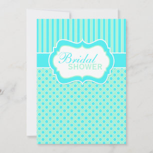Mint, Blue, White Polka Dot, Stripes Shower Invite