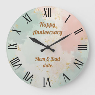 Mint Blush Pink Abstract Popular Collection Large Clock