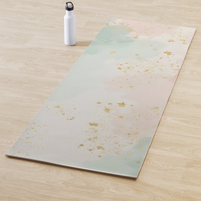 Mint Blush Pink Abstract Popular Collection Yoga Mat (In Situ)
