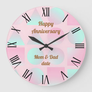 Mint Blush Pink Abstract Trendy Collection Large Clock