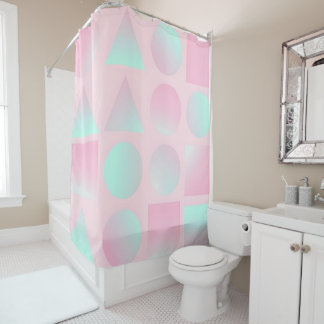 Mint Blush Pink Abstract Trendy Collection Shower Curtain