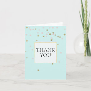 Mint Blush Pink Gold Confetti Thank You
