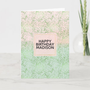 Mint Blush Pink Watercolor Confetti Dots Card