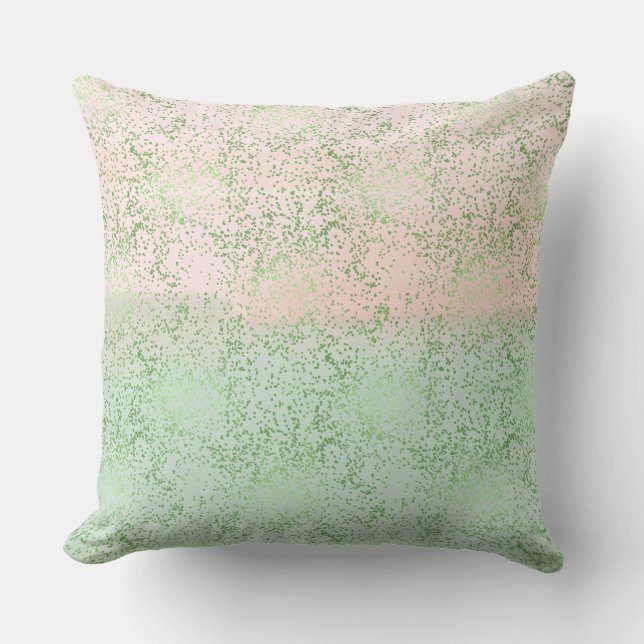 Mint Blush Pink Watercolor Confetti Dots Cushion (Front)