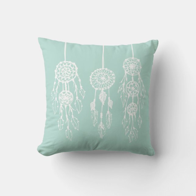 Mint Bohemian Dreamcatchers Cushion (Front)