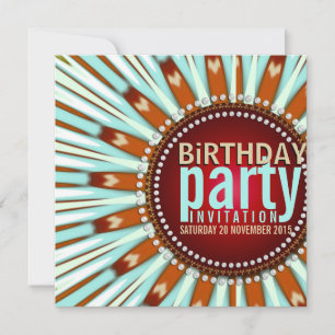 Mint Bohemian Sunshine flower Birthday Party Invitation