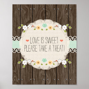 Mint Boho Rustic Wedding Shower Candy Bar Sign