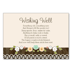 Mint Boho Rustic Wedding Shower WISHING WELL CARD