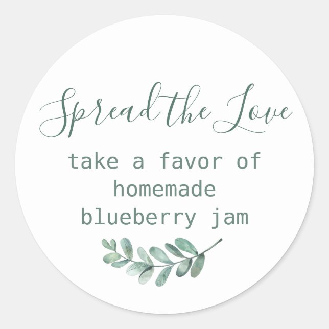 Mint Botanical Elegant Wedding Favour Sticker (Front)