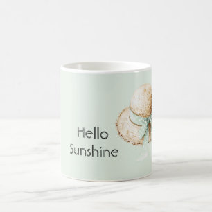 Mint Bow Straw Hat Sunshine Coffee Mug