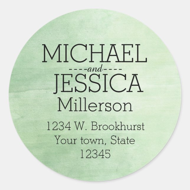 Mint Breeze Watercolor Personalised address Classic Round Sticker (Front)