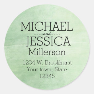 Mint Breeze Watercolor Personalised address Classic Round Sticker