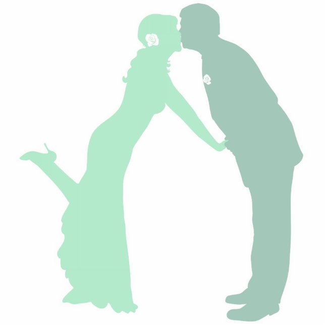 Mint Bride and Groom Photo Sculpture Decoration (Front)