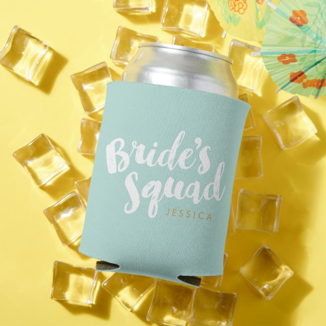 Mint Bride's Squad Personalised Bridal Party Gifts Can Cooler (In Situ Summer)