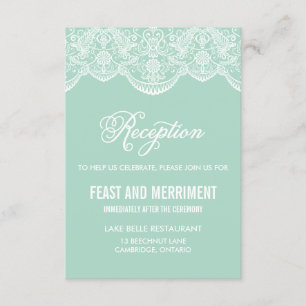 Mint Brocade Lace Wedding Reception Enclosure Card