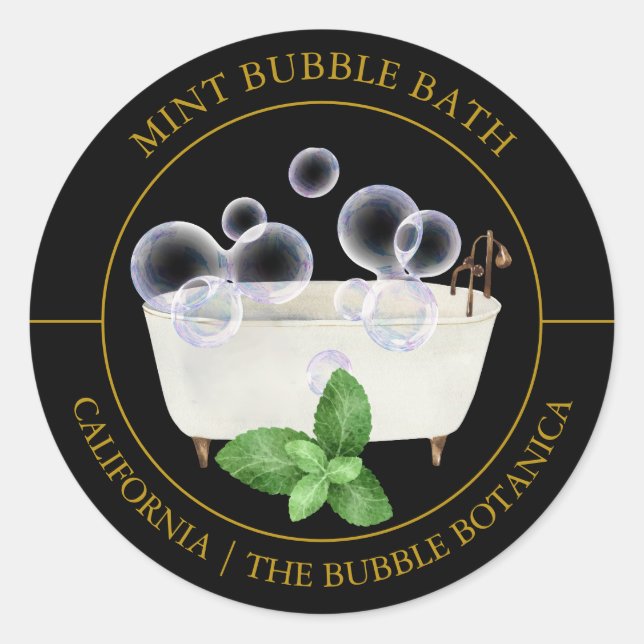 Mint Bubble Bath label (Front)
