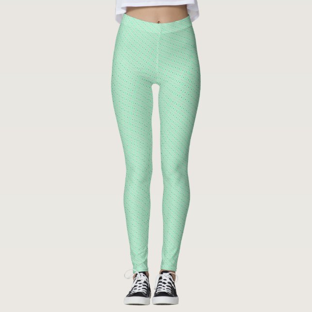 Mint Bunny Diamond Satin Pattern Leggings (Front)