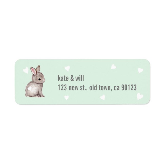 Mint Bunny Heart Return Address Labels (Front)