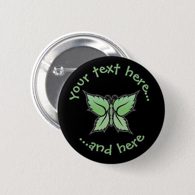 Mint Butterfly 6 Cm Round Badge (Front & Back)